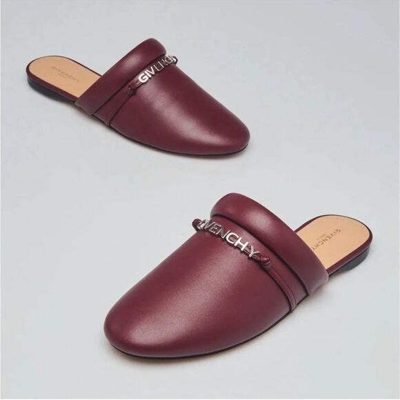 Givenchy Elba Slippers, 100% Lamb Leather Mules in Burgundy, New, Size 36 - Picture 13 of 13